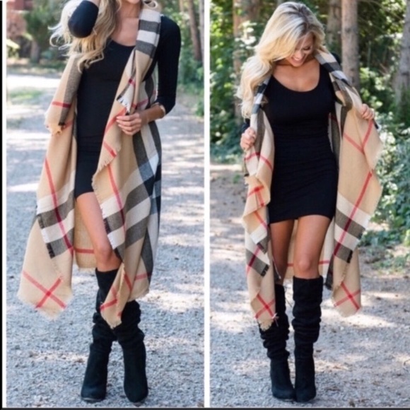 Long Plaid Vest Scarf - Picture 2 of 2